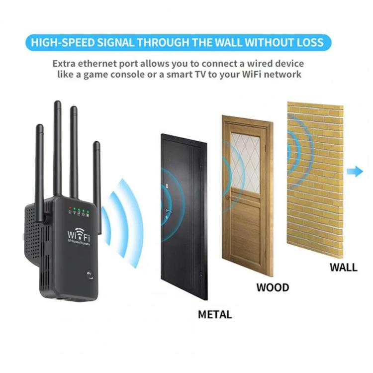 Urant U9 300Mbps 2.4G Wireless Repeater WiFi Signal Amplifier Support WPS Quick Setting US Plug Black - free shipping - PMC TechLife - Order now!