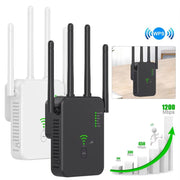 Urant U10 1200Mbps 2.4G & 5.8G Wireless Repeater WiFi Signal Amplifier With 4 Antenna US Plug White
