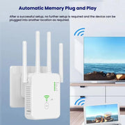 Urant U10 1200Mbps 2.4G & 5.8G Wireless Repeater WiFi Signal Amplifier With 4 Antenna EU Plug Black