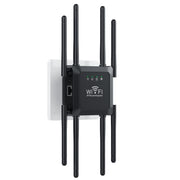 U18 1200Mbps 2.4G & 5G  Wireless Repeater WiFi Signal Amplifier With 8 Antenna US Plug Black