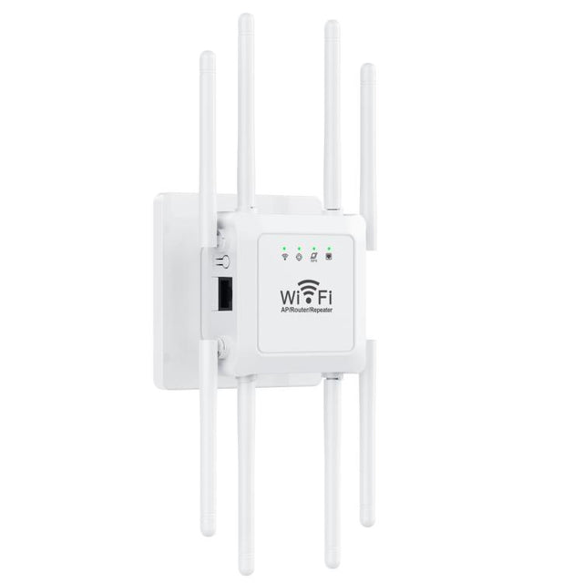 U18 1200Mbps 2.4G & 5G  Wireless Repeater WiFi Signal Amplifier With 8 Antenna US Plug White