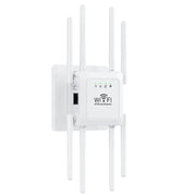 U18 1200Mbps 2.4G & 5G  Wireless Repeater WiFi Signal Amplifier With 8 Antenna EU Plug White