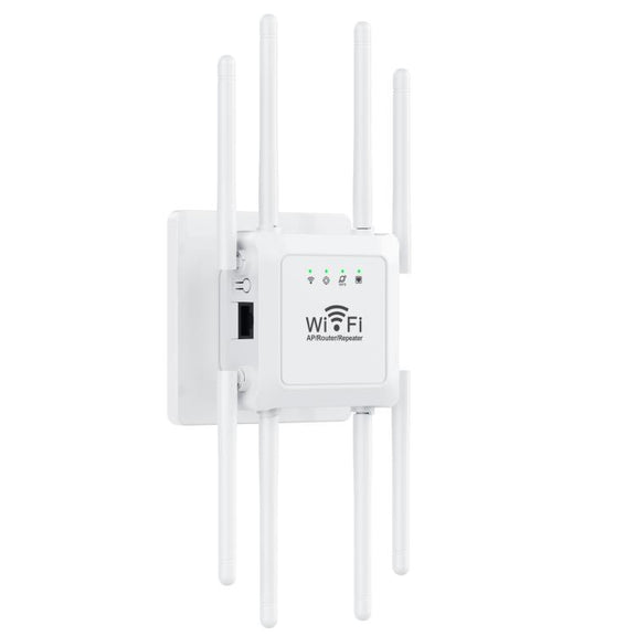 U18 1200Mbps 2.4G & 5G  Wireless Repeater WiFi Signal Amplifier With 8 Antenna EU Plug White