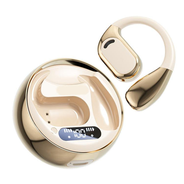 M76 Intelligent AI Translation On-Ear Digital Display Bluetooth Earphone(Skin Color)
