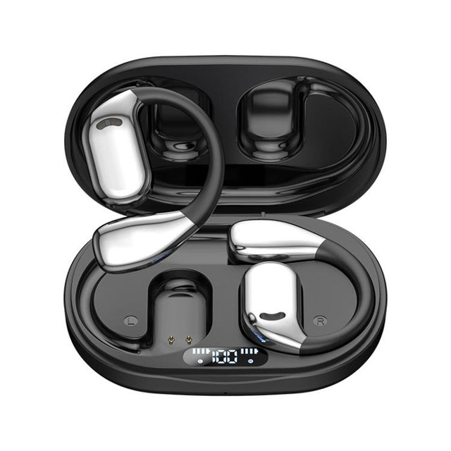 M75 On-Ear AI Intelligent Translation Language Conference Recording Wireless Digital Display Bluetooth Earphone(Black)
