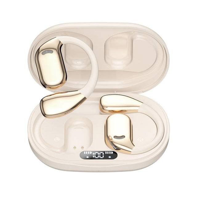 M75 On-Ear AI Intelligent Translation Language Conference Recording Wireless Digital Display Bluetooth Earphone(Skin Color)