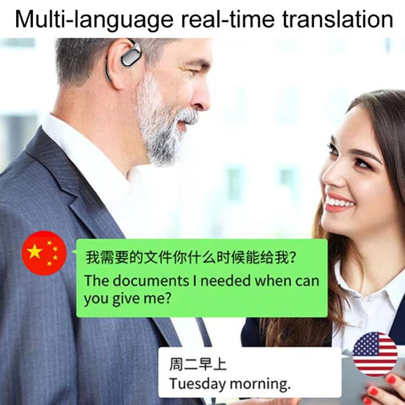 M75 On-Ear AI Intelligent Translation Language Conference Recording Wireless Digital Display Bluetooth Earphone(Black)