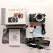 68MP Digital Camera Student CCD Travel Portable Retro Women Starter Flip Screen Card Camera(Black Standard+Android OTG Card Reader)
