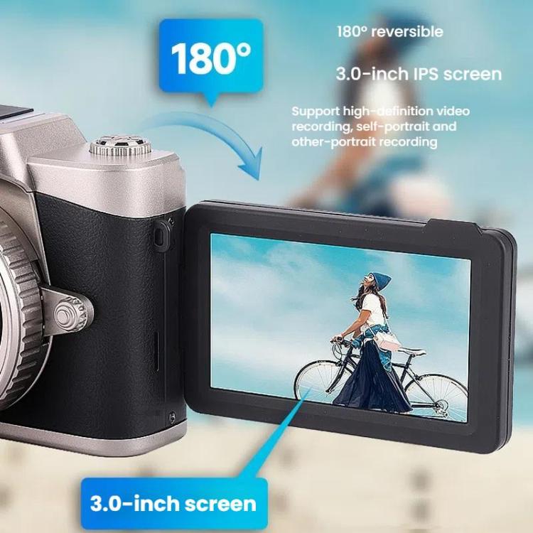 68MP Digital Camera Student CCD Travel Portable Retro Women Starter Flip Screen Card Camera(Black Standard+Android OTG Card Reader)