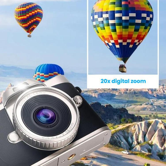 68MP Digital Camera Student CCD Travel Portable Retro Women Starter Flip Screen Card Camera(Black Standard+Android OTG Card Reader)