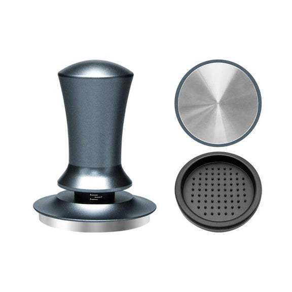 Scale Horizontal Constant Pressure Coffee Grinder Stretching Powder Press Hammer, Style: Silver Blue Flat Bottom+Round Base(51mm)
