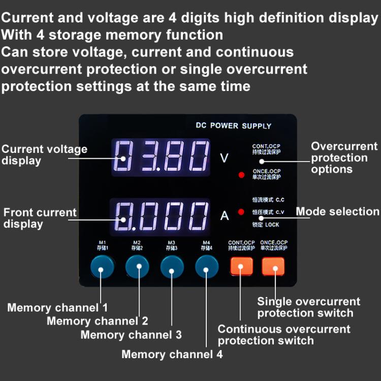 SUGON 3005D 4 Digital Display Power Supply Meter High Power Regulated Power Supply US Plug