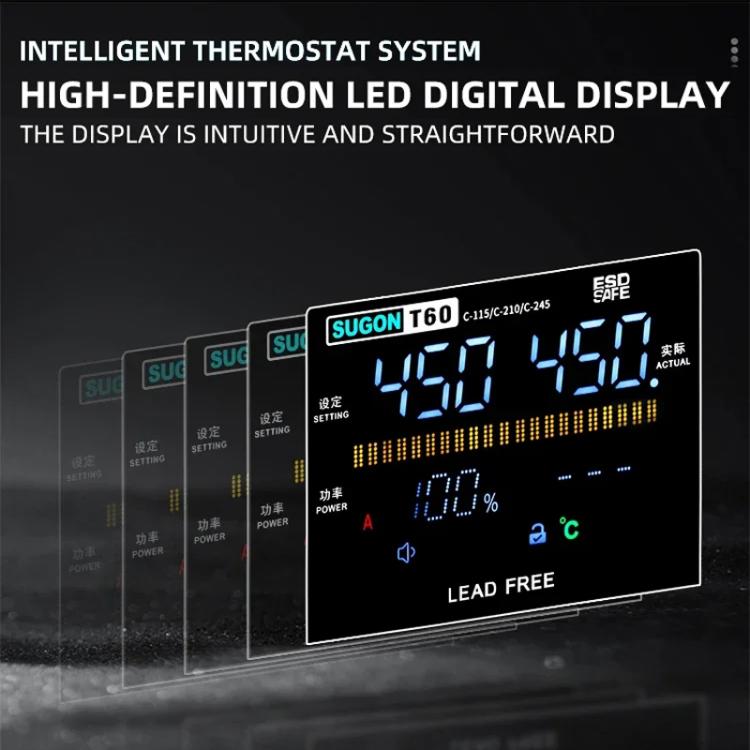 SUGON T60+210 Handle+I/K/IS Tips x 3 Precision Soldering Station Soldering Iron Set Cell Phone Repair Soldering Tool(EU Plug) - free shipping - PMc TechLife - Order now!