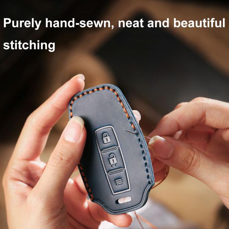 Hallmo For Peugeot Django 150 Motorcycle Natural Cowhide Key Protective Cover(Blue) - free shipping - PMc TechLife - Order now!