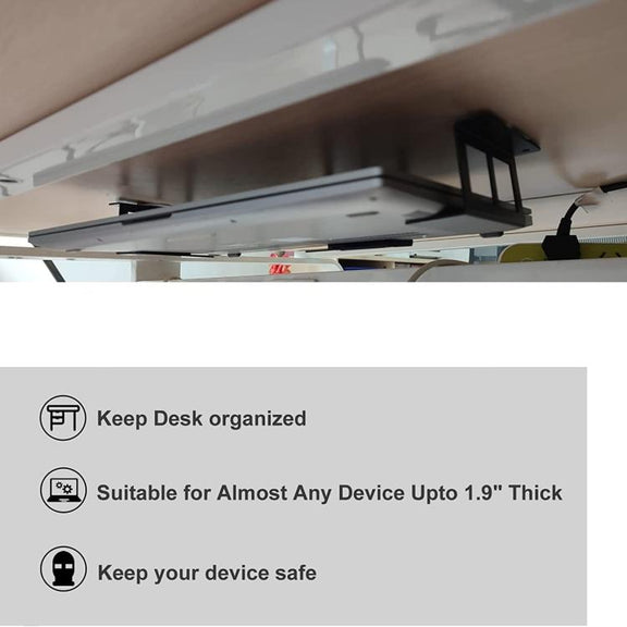Under Desk Laptop Tablet Mini PC Storage Stand Metal Invisible Tray Rack, Height: 6.8cm