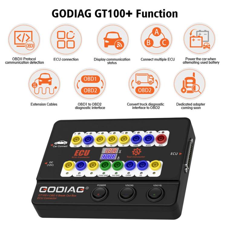 GODIAG GT100+ OBDII Breakout Box Diagnostic Port Tester ECU Bench Connector, UK Plug - free shipping - PMC Jewellery - Order now!