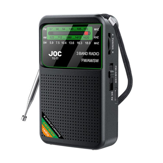 JOC TG-77 Mini FM / AM / SW Portable Full-Band Full-Channel Radio(Black) - free shipping - PMC Jewellery - Order now!