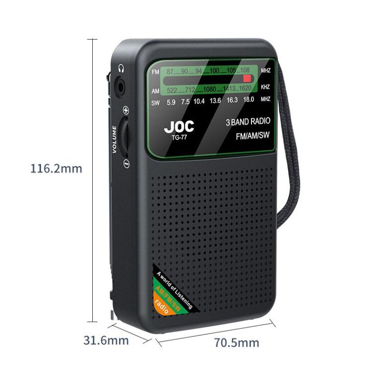 JOC TG-77 Mini FM / AM / SW Portable Full-Band Full-Channel Radio(Black) - free shipping - PMC TechLife - Order now!