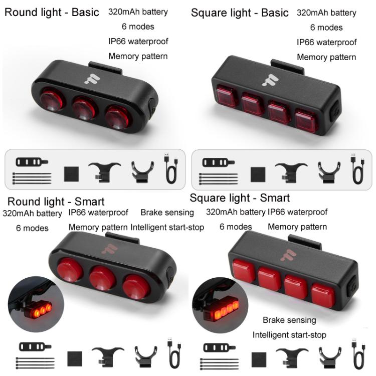 WEST BIKING Bicycle Night Riding Long Endurance Warning Brake Taillight, Style: Round Light Smart - free shipping - PMC TechLife - Order now!