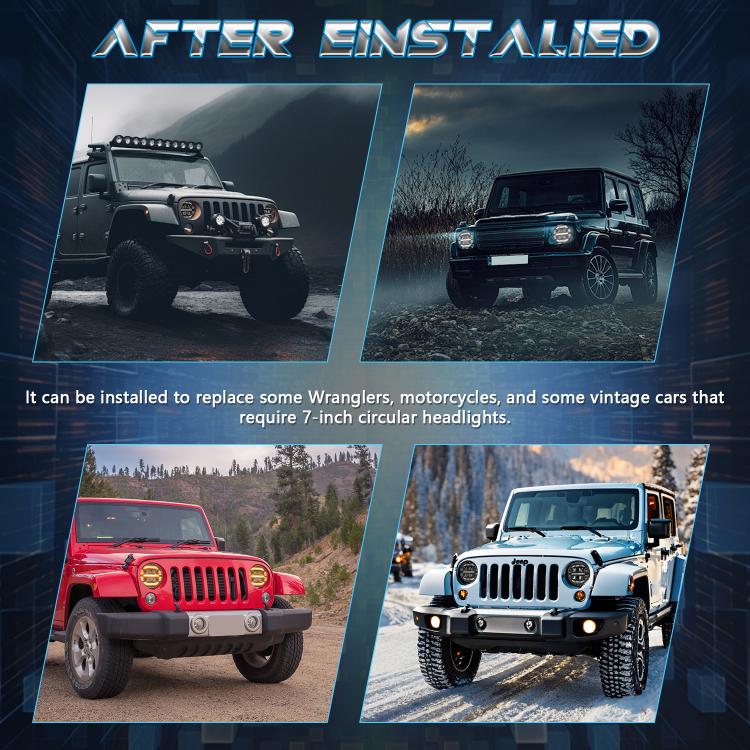 7-inch Round Refraction LED Round Headlight For Wrangler(H4) - LED Headlamps by PMc TechLife | Online Shopping South Africa | PMc TechLife | Buy Now Pay Later Mobicred