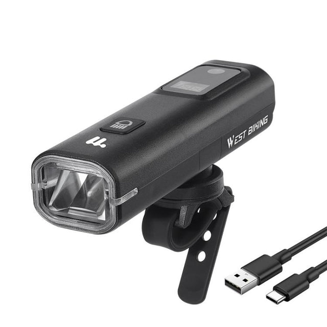WEST BIKING Bicycle Water-resistant TYPE-C Rechargeable High-Brightness Headlight, Style: Digital Battery Display