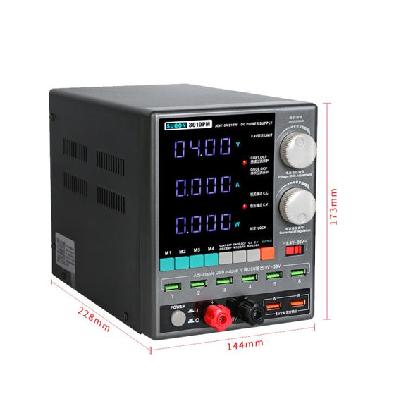 SUGON 3010PM 150W 30V 10A 4 Digital Display Cell Phone Repair Power Meter EU Plug