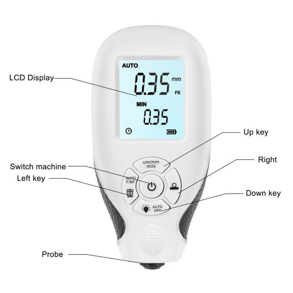 High-Precision Anti-Slip Paint Coating Thickness Gauge(White)