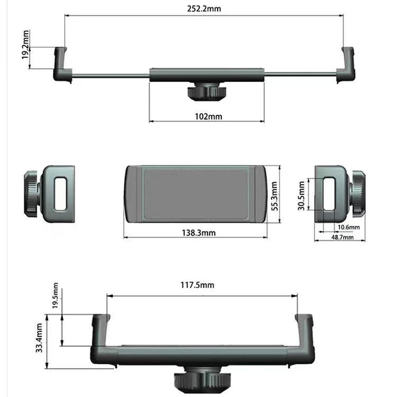 6-15 inch Mobile Phone Tablet Live Fixing Clamp Widened Double-pull Additional Clamp, Color: 08 Black