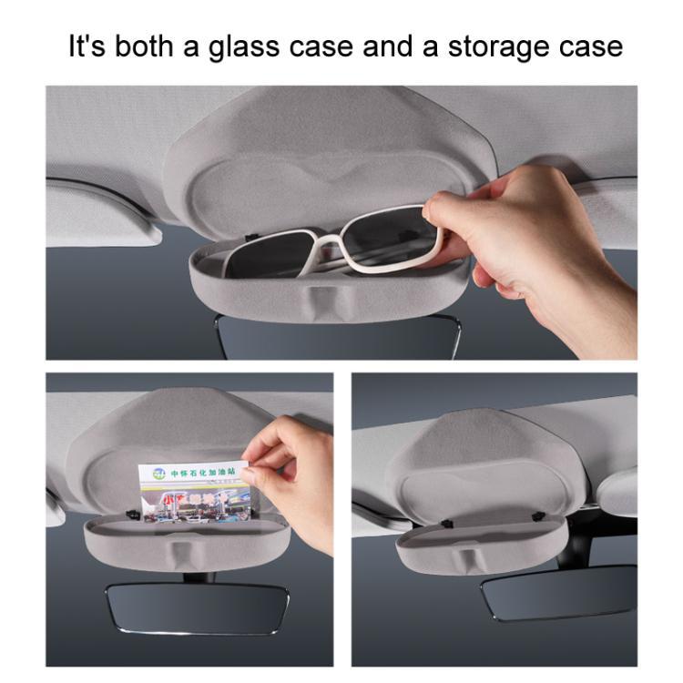 For Tesla Suede Leather Glasses Storage Box, Model: Model Y Beige - Sunglasses & Glasses Clips by PMc TechLife | Online Shopping South Africa | PMc TechLife | Buy Now Pay Later Mobicred