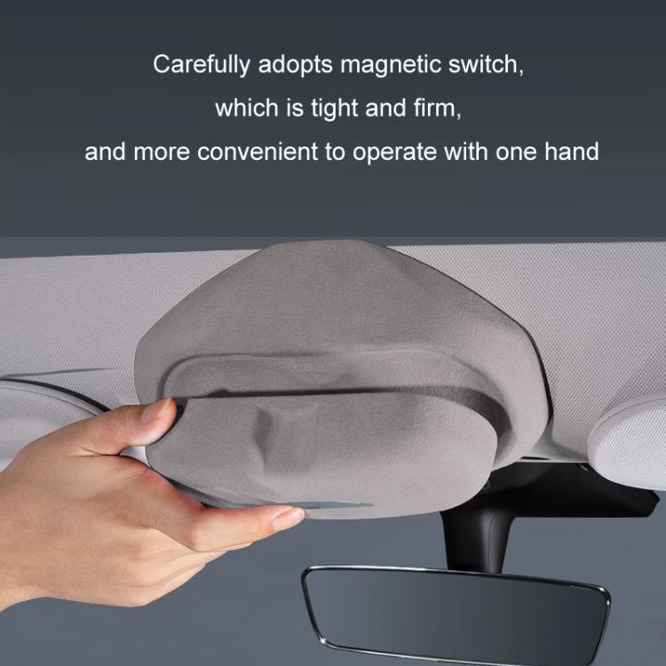 For Tesla Suede Leather Glasses Storage Box, Model: Model 3 Beige - Sunglasses & Glasses Clips by PMc TechLife | Online Shopping South Africa | PMc TechLife | Buy Now Pay Later Mobicred