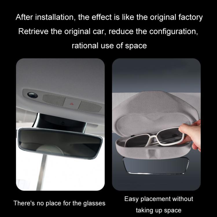 For Tesla Suede Leather Glasses Storage Box, Model: Model 3 Beige - Sunglasses & Glasses Clips by PMc TechLife | Online Shopping South Africa | PMc TechLife | Buy Now Pay Later Mobicred