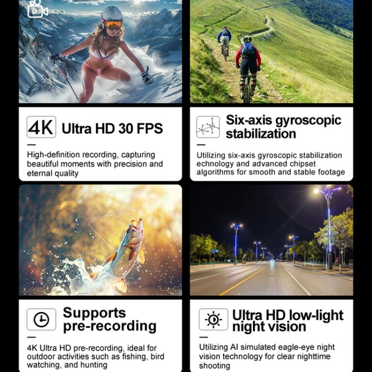 SOOCOO SAW1 With 64G Memory Card 4K HD Anti-Shake Water-resistant Motorcycle Riding Recorder Chest Head Mounted Diving Thumb Camera