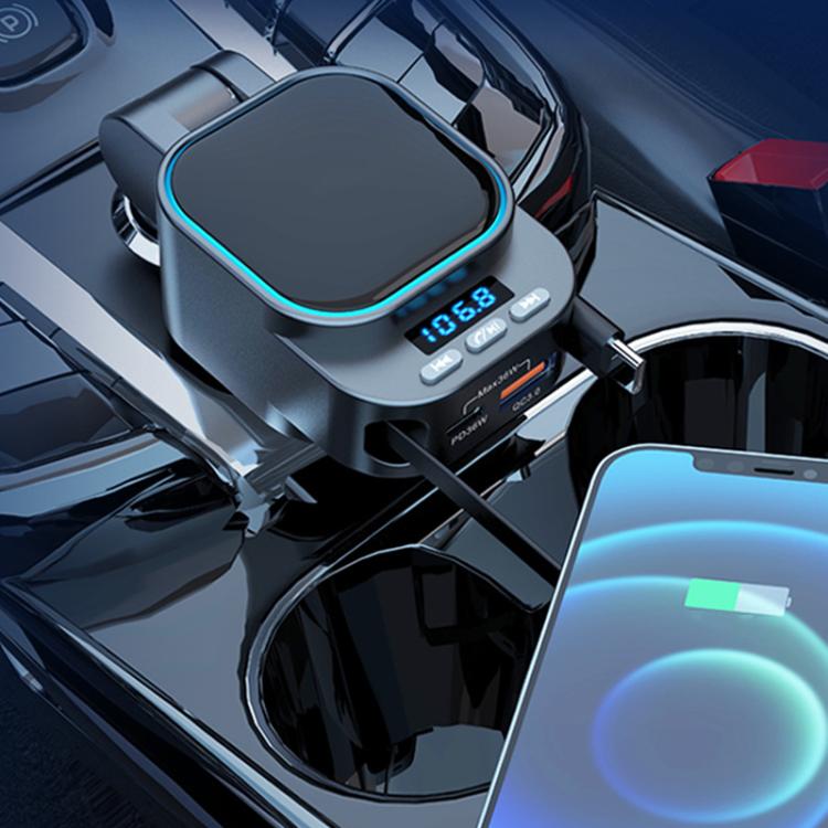BC97 Dual Retractable Cable Car Charger Automobile Bluetooth MP3 Player - Car Charger by PMc TechLife | Online Shopping South Africa | PMc TechLife | Buy Now Pay Later Mobicred