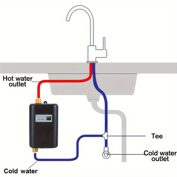 3000W Small Tankless Electric Water Heater For Kitchen Bathroom AU Plug(Black)