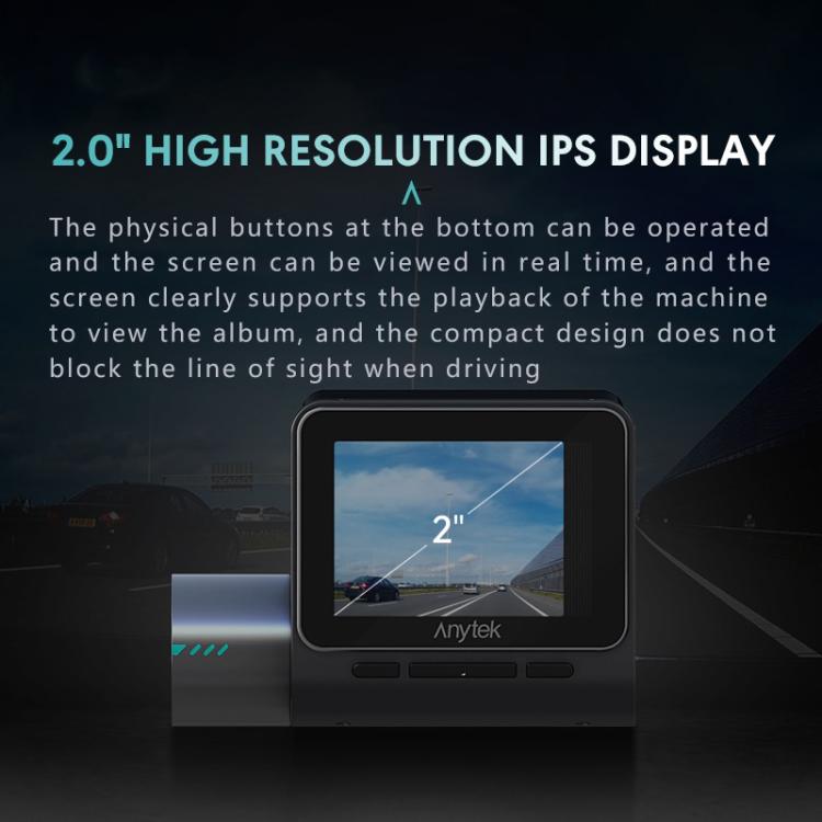 Anytek T3 PRO 2 inch 2K HD Night Vision Car Recorder Hidden Car Camera Front & Rear Dual Recording(Black) - free shipping - PMC Jewellery - Order now!