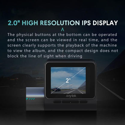 Anytek T3 PRO 2 inch 2K HD Night Vision Car Recorder Hidden Car Camera Front & Rear Dual Recording(Black) - free shipping - PMC Jewellery - Order now!