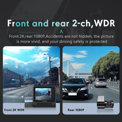 Anytek T3 PRO 2 inch 2K HD Night Vision Car Recorder Hidden Car Camera Front & Rear Dual Recording(Black) - free shipping - PMC Jewellery - Order now!