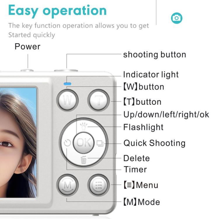 Anytek S7 4K HD Digital Camera Self-Timer Travel Camera Student Kids Card Camera(White) - free shipping - PMC Jewellery - Order now!