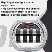 Motorcycle Electric Vehicle General Modification LED Headlight 4 Beads Double Lens Lamps, Style: Green Aperture+Blue Devil Eye