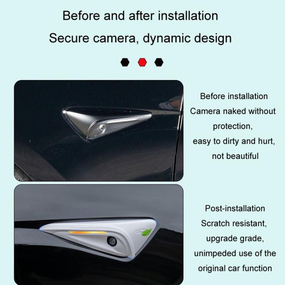 For Tesla 2024 Model 3 Fenders Side Labels Camera Cover Stickers, Color: Piano Paint Bright Black
