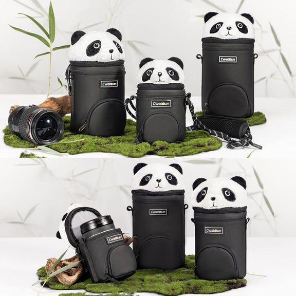 Cwatcun D162 Large Camera Lens Cylinder Cartoon Panda Camera Lens Protective Cover