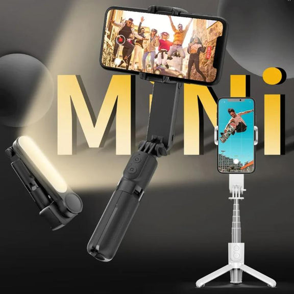 L09 Mini Handheld Folding Anti-shake Stabilizer Bluetooth Beauty Fill Light Selfie Stick(Black)