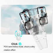 L09 Mini Handheld Folding Anti-shake Stabilizer Bluetooth Beauty Fill Light Selfie Stick(Black)