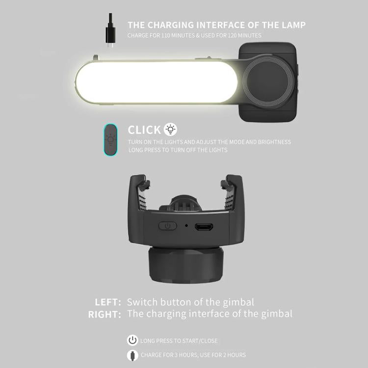 L09 Mini Handheld Folding Anti-shake Stabilizer Bluetooth Beauty Fill Light Selfie Stick(Black)