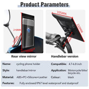 Bicycle Water-resistant Phone Bag Mount Stand 360 Degree Rotation Motorcycle Bike Cellphone Holder, Spec: Rearview Mirror Model