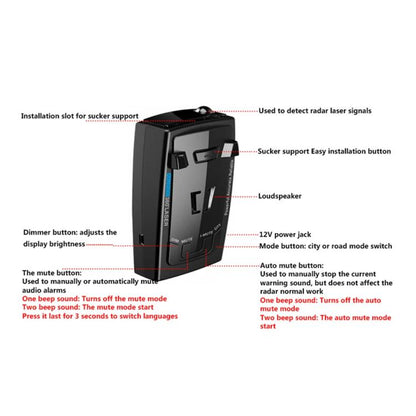 RAD2000 Car Lidar Speed Detector Car Electronic Dog, Support English/Russian - Radar Detectors by PMC Jewellery | Online Shopping South Africa | PMC Jewellery | Buy Now Pay Later Mobicred