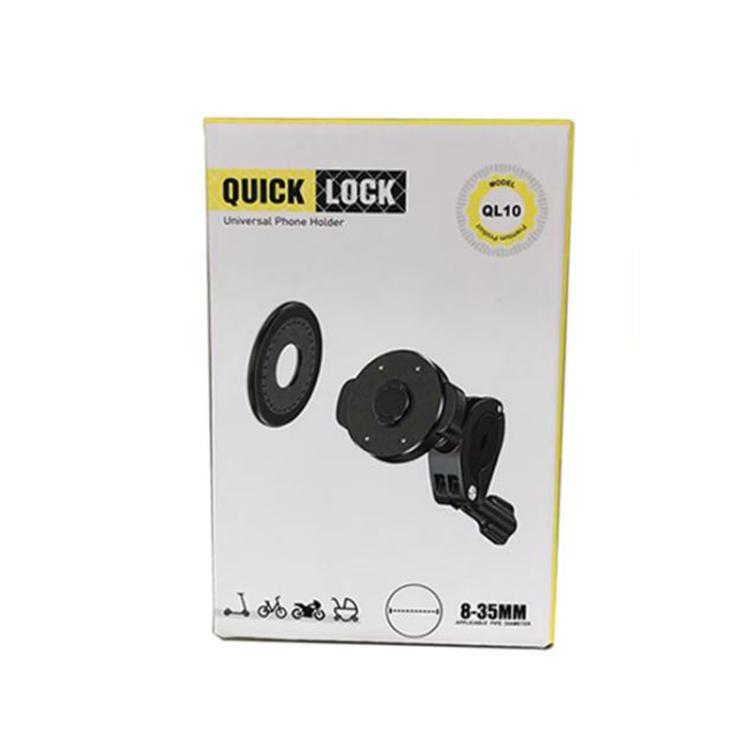 Bicycle Motorcycle Snap-On Mobile Phone Holder With Magnetic Ring(QL-10 Black) - Holders by PMC Jewellery | Online Shopping South Africa | PMC Jewellery | Buy Now Pay Later Mobicred