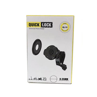 Bicycle Motorcycle Snap-On Mobile Phone Holder With Magnetic Ring(QL-10 Black) - Holders by PMC Jewellery | Online Shopping South Africa | PMC Jewellery | Buy Now Pay Later Mobicred