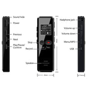 32GB 0.9-inch LCD Screen Interview Mini HD Recorder USB Charging MP3 Player