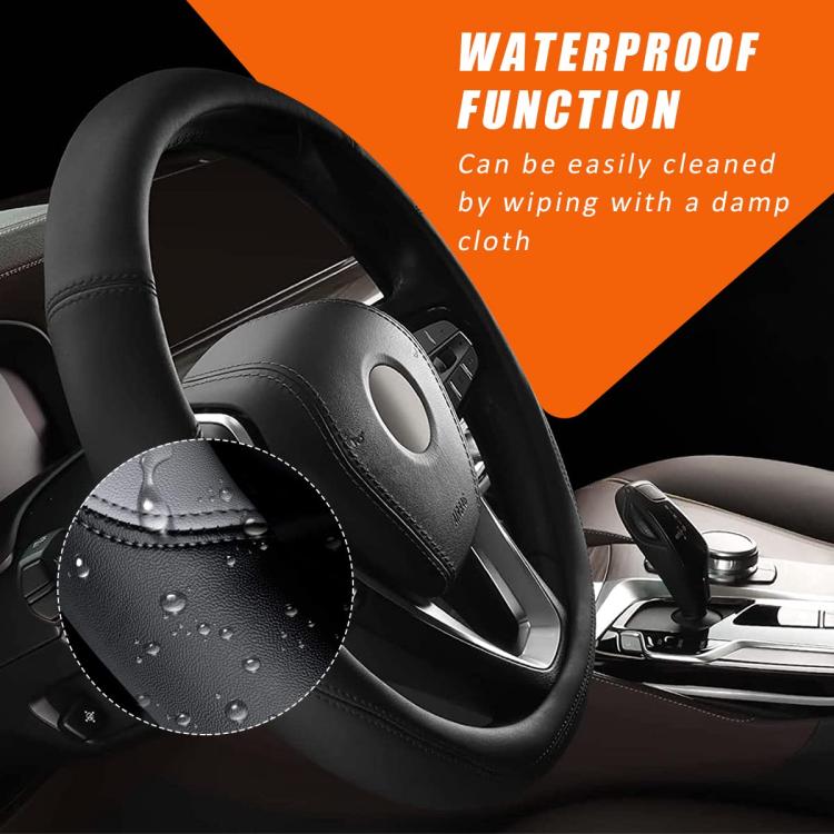 38cm Cars Universal Microfiber Steering Wheel Cover(Black)